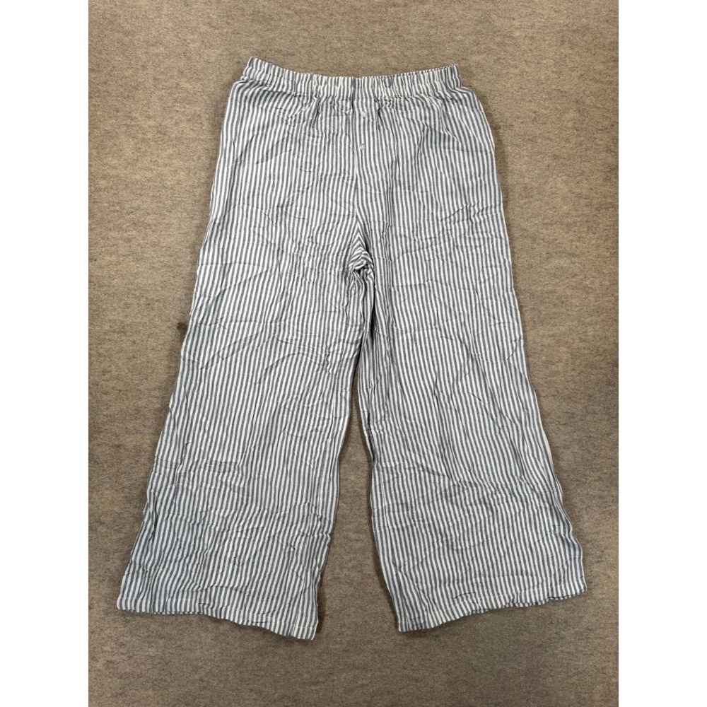 Sincerely Jules Wide Leg Lounge Pants Womens XL Gray Striped Elastic Waistband